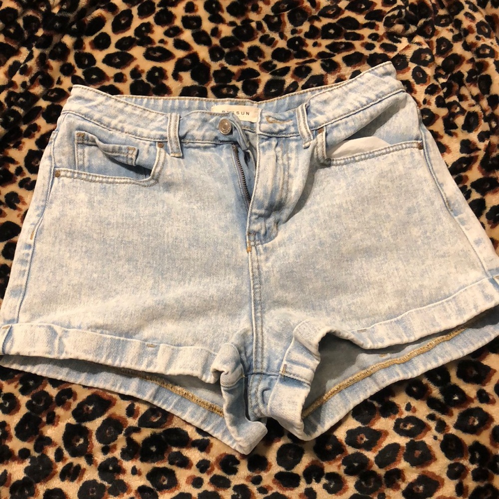 High-waisted “mom” style shorts ; PacSun